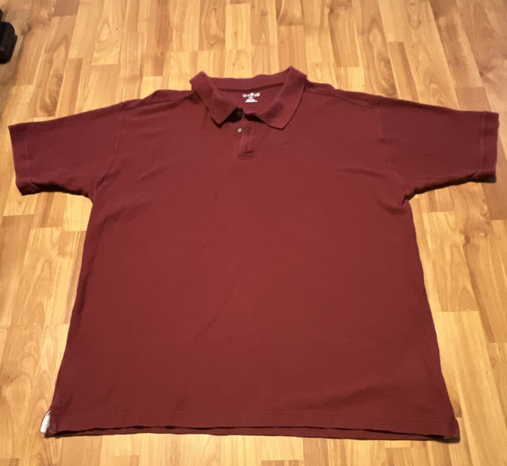 VTG Carhartt Men's Polo Shirt Burgundy 2XL Solid Short Sleeve Button Collar Logo